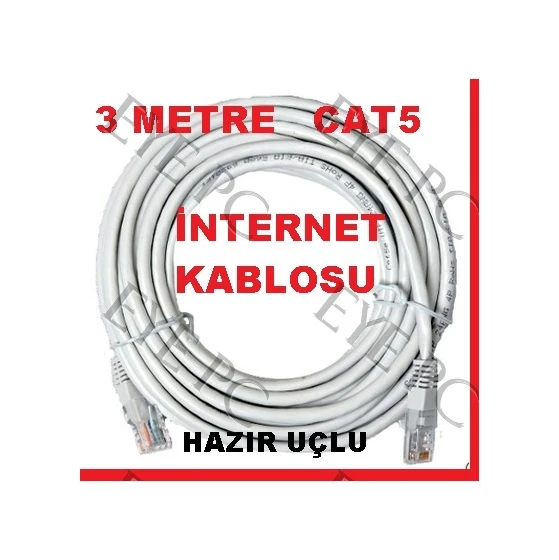 3 Metre Cat5 Kablo Lan Kablosu Eternet Kablosu Cat5 C-3 ürün görseli 1