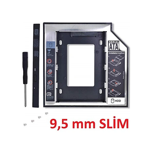 Alfais Al-4716 Sata Hdd Harddisk Caddy Kızak Kutu Ssd Notebook , Ikinci Hdd Takma, 9.5 Mm ürün görseli 1
