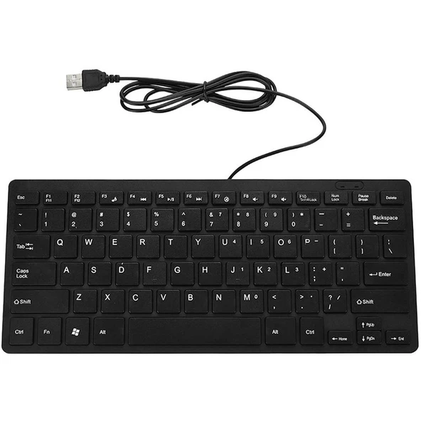 Yeni Siyah İnce Klavye Usb Bilgisayar Mini Klavye Kablosuz Değil Pc ürün görseli 1
