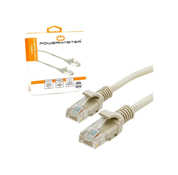 Powermaster 30 Metre Kutulu Gri Cat5 Kablo-248 ürün görseli 1