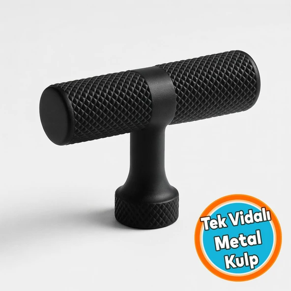 Tek Vidalı Siyah Metal Kulp Düğme Mobilya Çekmece Mutfak Dolabı Dolap Modern Kapak Kulpları ürün görseli 1
