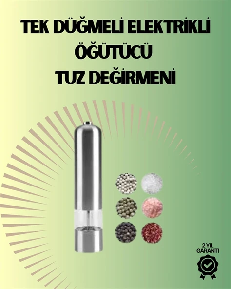 Pilli Otomatik Baharat Değirmeni Gıda Sınıfı Çelik Sessiz Öğütücü Alet P200708S824 ürün görseli 1