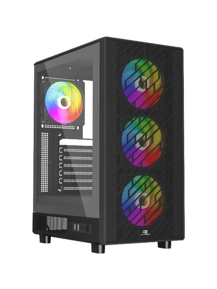 PowerBoost PB-A700B 750W 80+ Bronze Atx USB 3.0 Rainbow Fanly Mesh Gaming Siyah Kasa ürün görseli 1