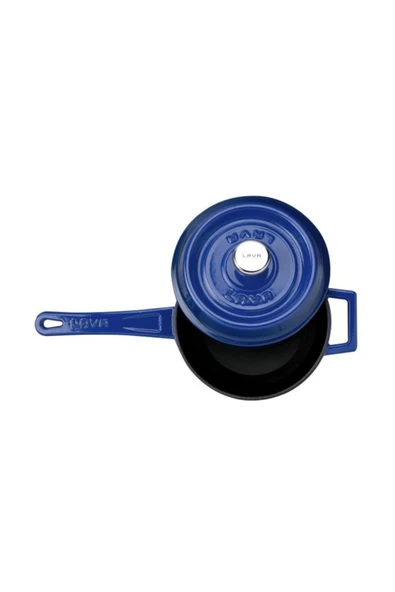 Lava Döküm Yuvarlak Sos Tenceresi. Metal Saplı Çap(ø16 Cm. -(sütlük) Mavi ürün görseli 1