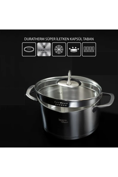 Leggno Unique 8 Parça Süzgeçli Çelik Tencere Seti - Resim 2