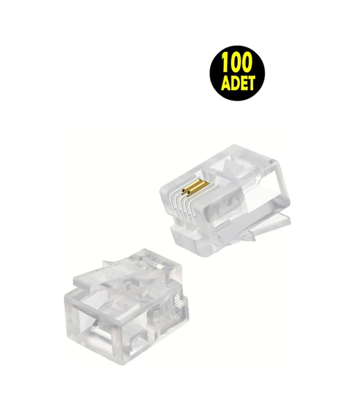 100 Adet Rj11 6p/2c Kablolu Telefon Kablosu Soketi Ucu -rj11 6p/2c Uç ürün görseli 1