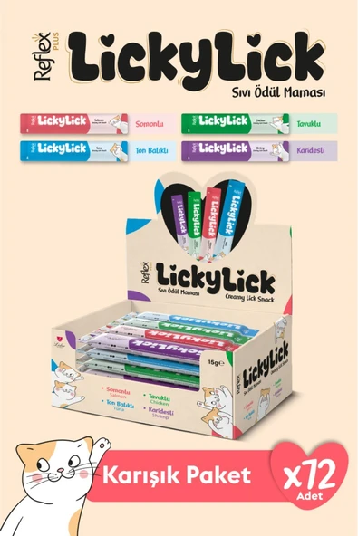 Reflex Plus LickyLick Sıvı Ödül Maması Karışık Paket 15 gr x 72 Adet ürün görseli 1