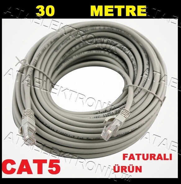 30 Metre Cat5 Ethernet Internet Kablosu Cat5 Cat 5 Modem Ağ Bilgi ürün görseli 1