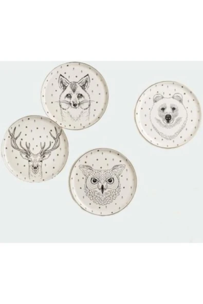 PORLİNE PORSELEN Porland Forest 4 Parça Düz Tabak 20cm ürün görseli 1