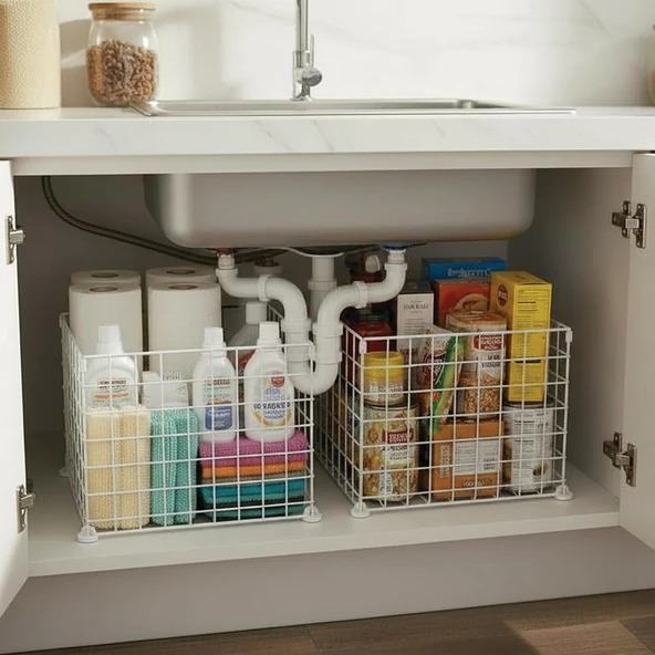 2'li 33x33 Connectör'lü Organizer Sepet Beyaz ürün görseli 1