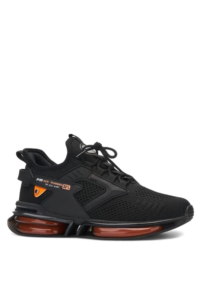 Erkek Siyah Sneaker Spor Ayakkabı Balon Taban Triko Ortopedik-047 ürün görseli 1