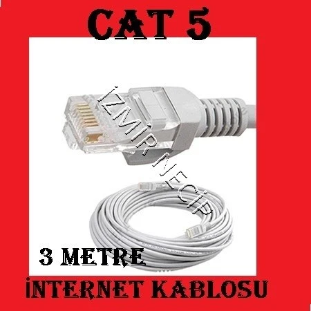 3 Metre Cat5 Internet Kablosu Hazir Uçlu ürün görseli 1