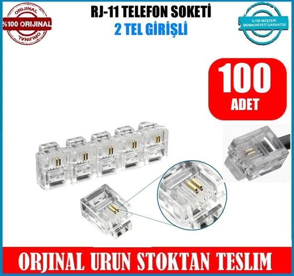 Telefon Kablo Soketi Rj11 Jak 2 Telli 100 Adet ürün görseli 1