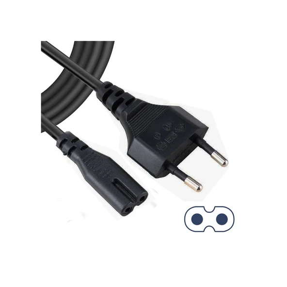 Teyp Fiş - Notebook Adaptör Power Kablosu 2 Pin - 1.5 Metre ürün görseli 1
