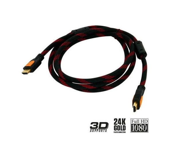 3 Metre Hdmi Hdmi Kablo Örgülü 4K Ultra Hd Altin Uçlu 3D ürün görseli 1