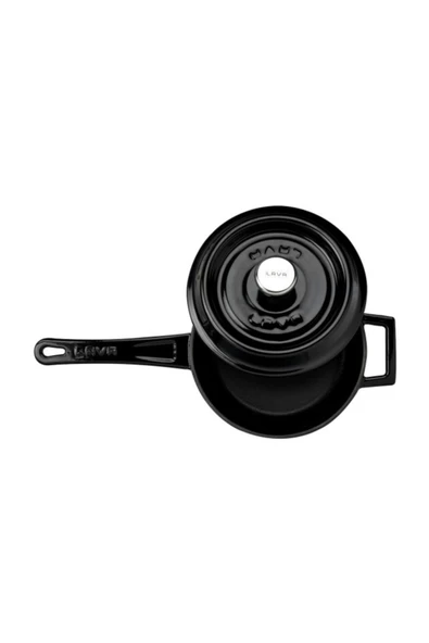 Lava Döküm Yuvarlak Sos Tenceresi. Metal Saplı Çap(ø16 cm. -(sütlük) Siyah ürün görseli 1