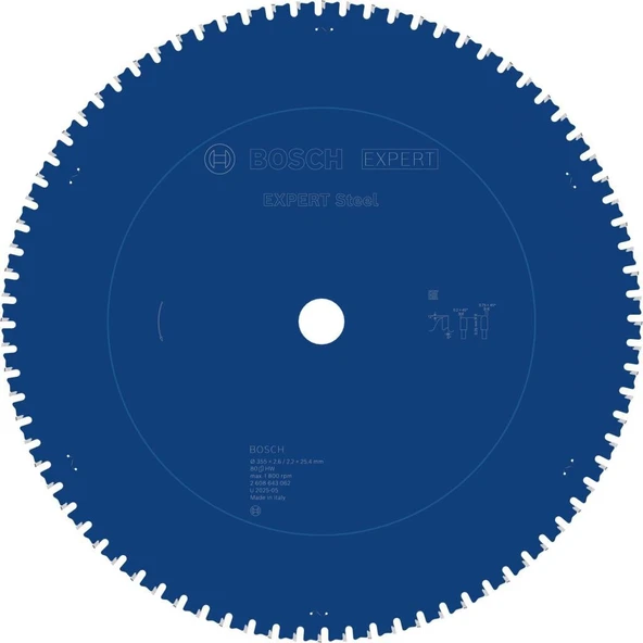 Bosch - Expert Serisi Metal İçin Daire Testere Bıçağı - 355 X 25,4 X 2,6 Mm, 80 Diş Teşhir ürün görseli 1