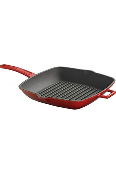 Lava Metal Saplı Döküm Demir Izgara Tava 26x26cm Kırmızı ürün görseli 1