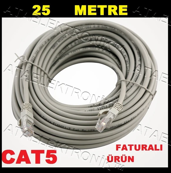 25 Metre 25M Hazir Tak Çaliştir Internet Kablo Cat5 Cat 5 ürün görseli 1