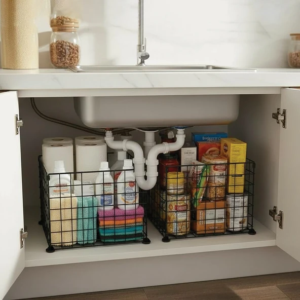 2'li 33x33 Connectör'lü Organizer Sepet Siyah ürün görseli 1