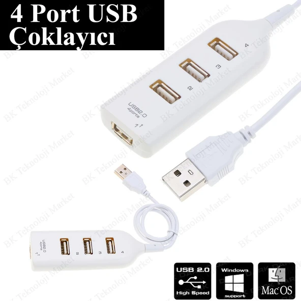 4 Port Usb Hub Usb Çoğaltıcı Çoklayıcı Pc Laptop Usb Çoklama ürün görseli 1