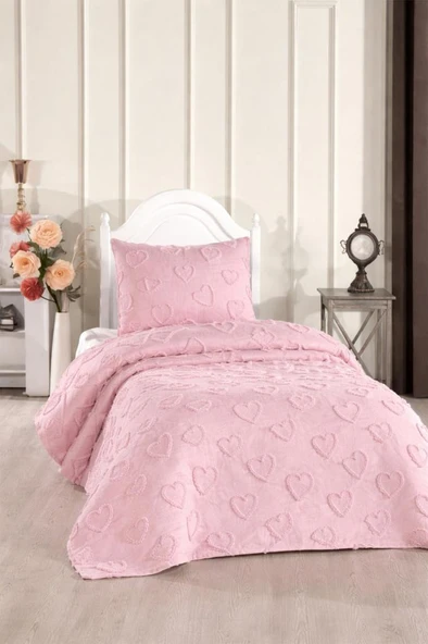 Çeyiz Diyarı Pure Love 2 Parça Tek Kişilik Pike Takımı Pudra ürün görseli 1