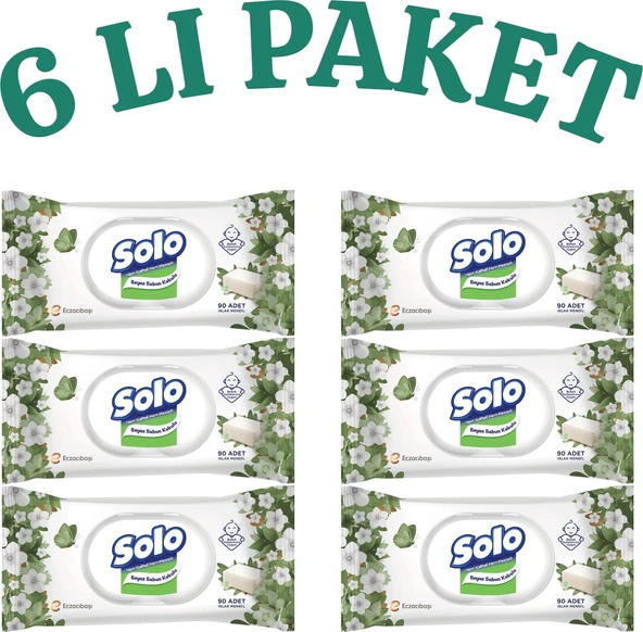 Solo Islak Havlu Beyaz Sabun Kokulu 90 Yaprak (6 adet) ürün görseli 1