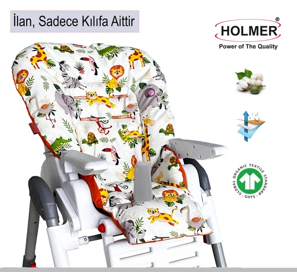 Holmer Leke Tutmaz Organik Mama Sandalyesi Minderi & Kılıfı Max-M Turuncu ürün görseli 1