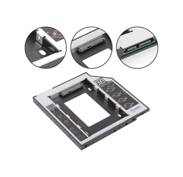 9.5Mm İnce Caddy Dvd'Ye 2. Hdd Ssd Bağlama Aparatı Caddy 9.5Mm ürün görseli 1