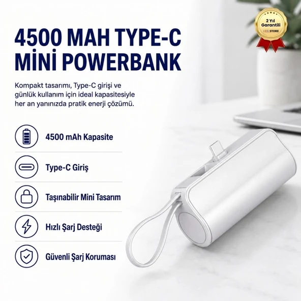4500 mAh LİGHTNİNG Girişli Taşınabilir Mini Taşınabilir Hızlı Şarj Taşınabilir Şarj Cihazı ürün görseli 1
