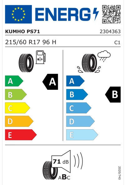 215/60R17 96H ECSTA PS71 - Resim 2
