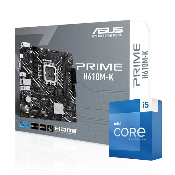 Intel Core i5-14400F 14.Nesil + Asus Prime H610M-K ARGB DDR5 5600MHz LGA1700 Anakart Set ürün görseli 1