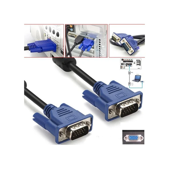 20 Metre Vga Kablo Monitör Projeksiyon Ekran Kablosu 15 Pın Vga ürün görseli 1