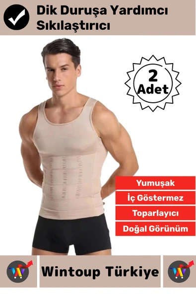 #Korse Kıyafet Altında Belli Olmaz Dik Duruşa Yardımcı Göğüs Karın Sıkılaştıran Erkek Korse 2 Adet ürün görseli 1