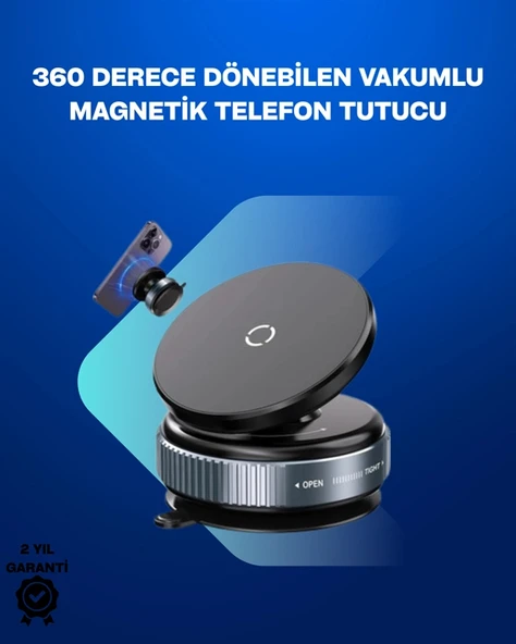Güçlü Manyetik Tutuşlu 360° Döner Araç Telefon Tutucu – Vakumlu Montajlı P201105S9500 ürün görseli 1