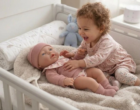 Roza 40 cm Yenidoğan Bebek - Yumuşak Dokulu Uyku Arkadaşı ve Battaniye Seti ürün görseli 1