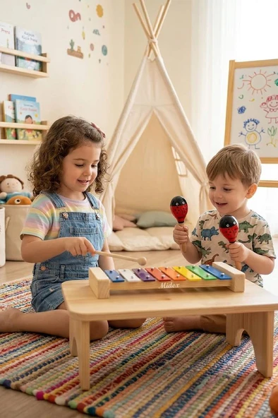 Midex Örf Aletleri Seti Mini Paket Ksilofon ve Marakas Çocuklar için Eğitici Müzik Aleti ürün görseli 1
