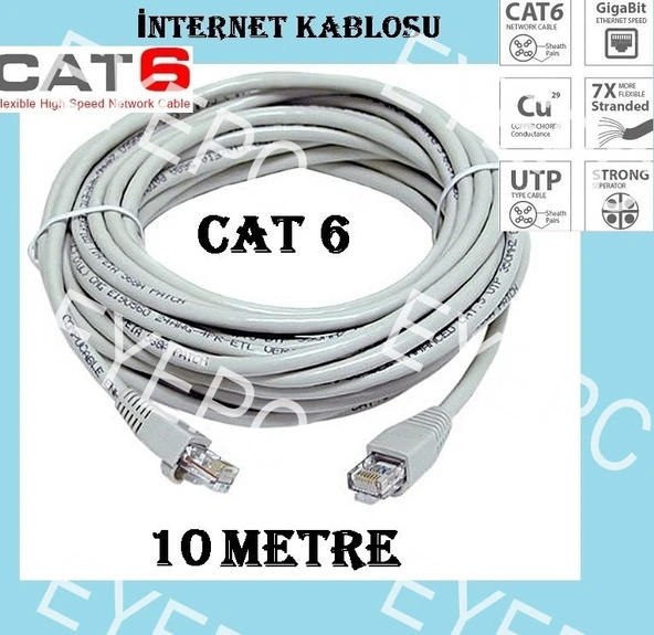 EYEPC 10 Metre Cat6 Internet Kalın Kablo ürün görseli 1