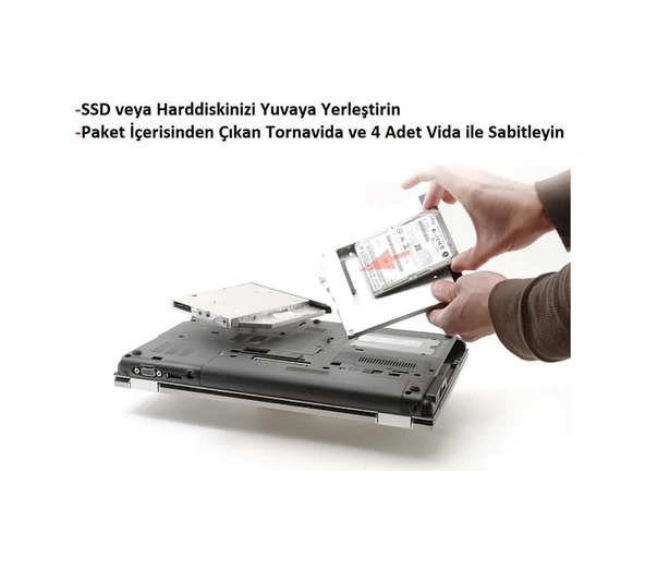 Harddisk Kutusu 9.5 MM Sata Slim Kızak Caddy - Resim 6