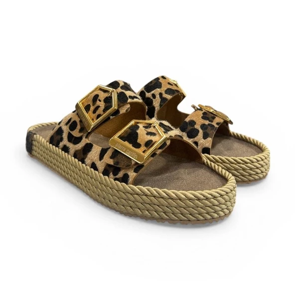 Pierre Cardin Leopar Anatomik Çift Bantlı Ayarlı Bayan Terlik ürün görseli 1