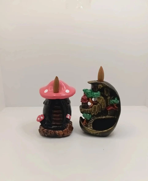 Tedisanat  Mini Ay Mini Mantar Geri Akış Şelale Tütsülük Buhurdanlık 10 Adet Tütsü Hediyeli ürün görseli 1