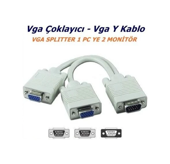 Vga Y Kablo Vga Kablo Çoğaltıcı Çoklayıcı Splitter Hub ürün görseli 1