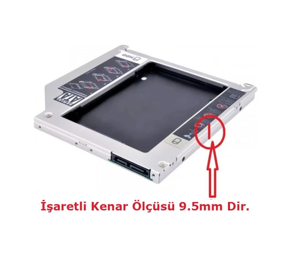 9.5Mm Caddy Ssd Sata Harddisk Kutu Notebook Hdd Kızak - Resim 4