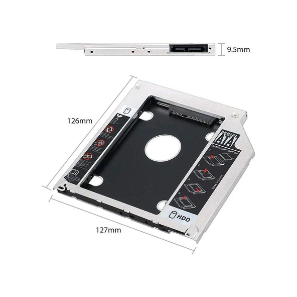 Hdd Caddy 9.5Mm 2.5" Sata 2Nd Hdd Caddy - Resim 2