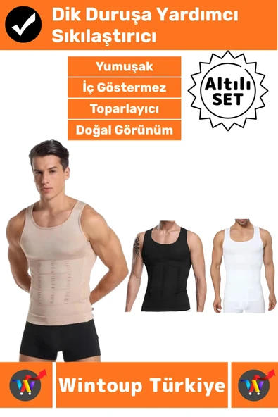 #Korse Kıyafet Altında Belli Olmaz Dik Duruşa Yardımcı Göğüs Karın Sıkılaştıran Erkek Korse 6'lı SET ürün görseli 1