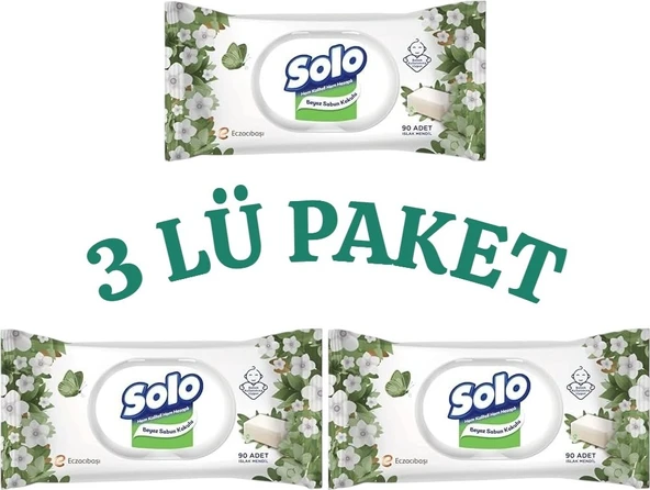 Solo Islak Havlu Beyaz Sabun Kokulu 90 Yaprak (3 adet) ürün görseli 1