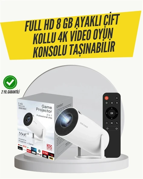 Kablosuz 4K Projeksiyon – Wi‑Fi 6 & Bluetooth 5.0 ile Oyun ve Uygulama Merkezli P201036S9811 ürün görseli 1