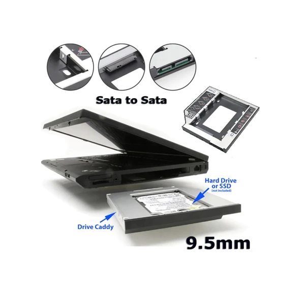 9.5Mm Caddy Ssd Sata Harddisk Kutu Notebook Hdd Kızak - Resim 5