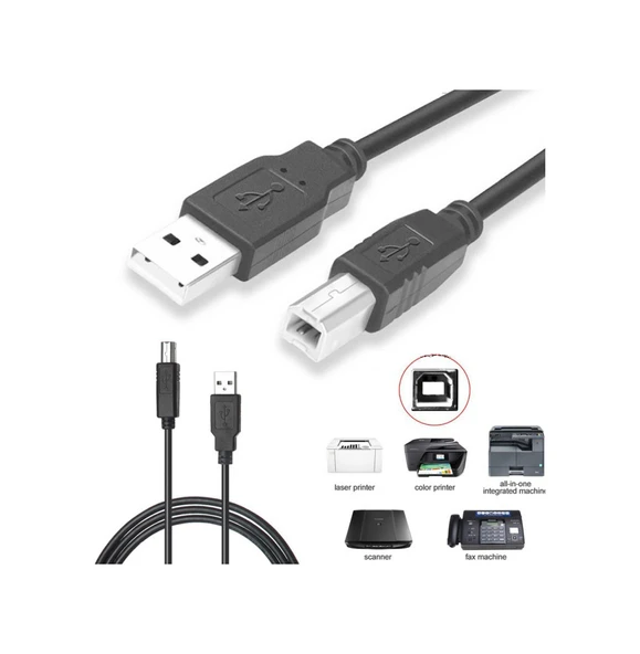 3 Metre Usb Yazıcı Kablosu Printer Kablosu Epson HP Uyumlu Canon Yazıcı ürün görseli 1