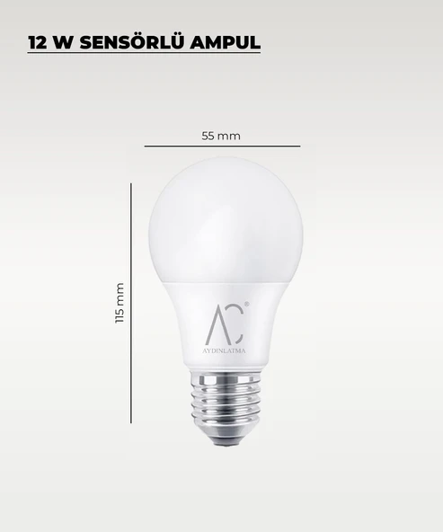 12W Sensörlü LED Ampul 6500K Beyaz Işık – Hareket Algılayan Akıllı Ampul - Resim 2